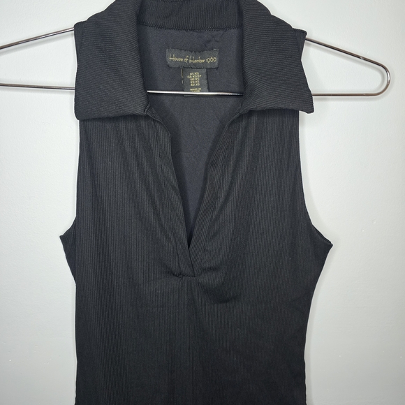 House of Harlow 1960 Black Collared Body Suit, Size XS - Picture 3 of 6